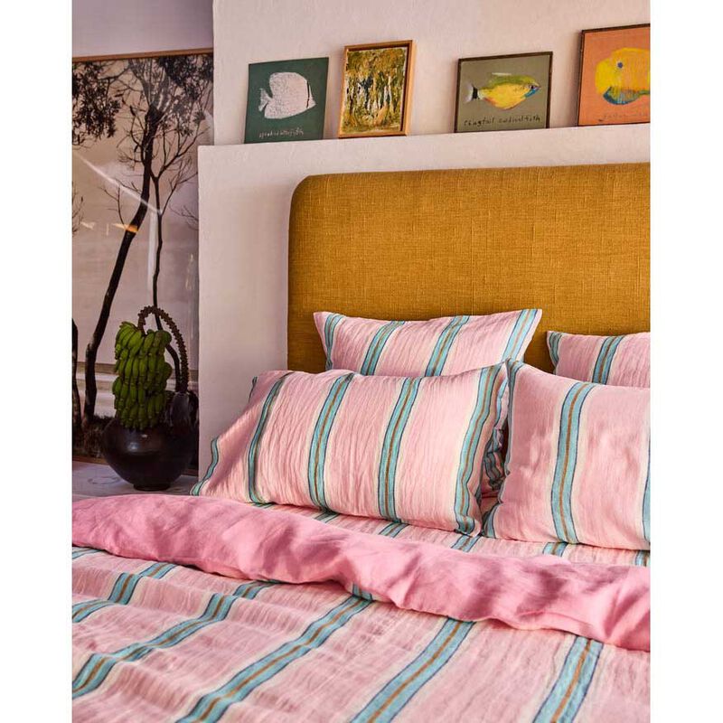 Kip&Co Tickled Pink Stripe Linen Pillowcases 2P Std Set image number 3